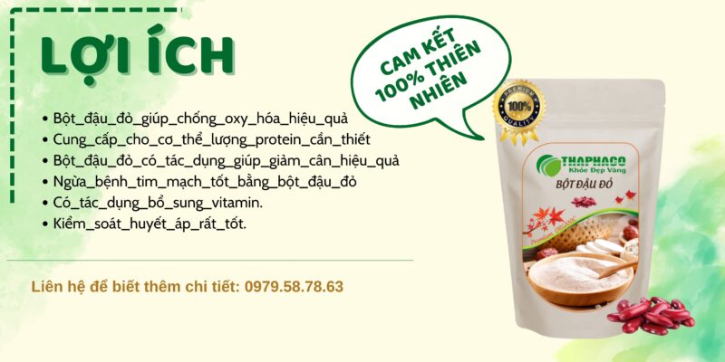 Công dụng của bột đậu đỏ nguyên chất