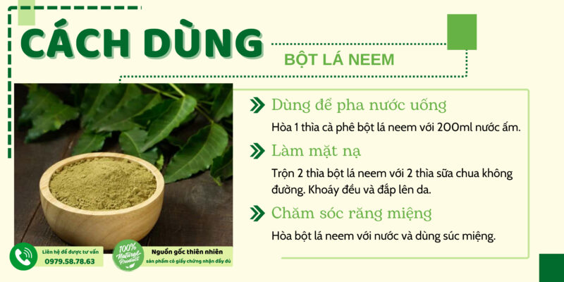 Hướng dẫn sử dụng bột lá neem nguyên chất