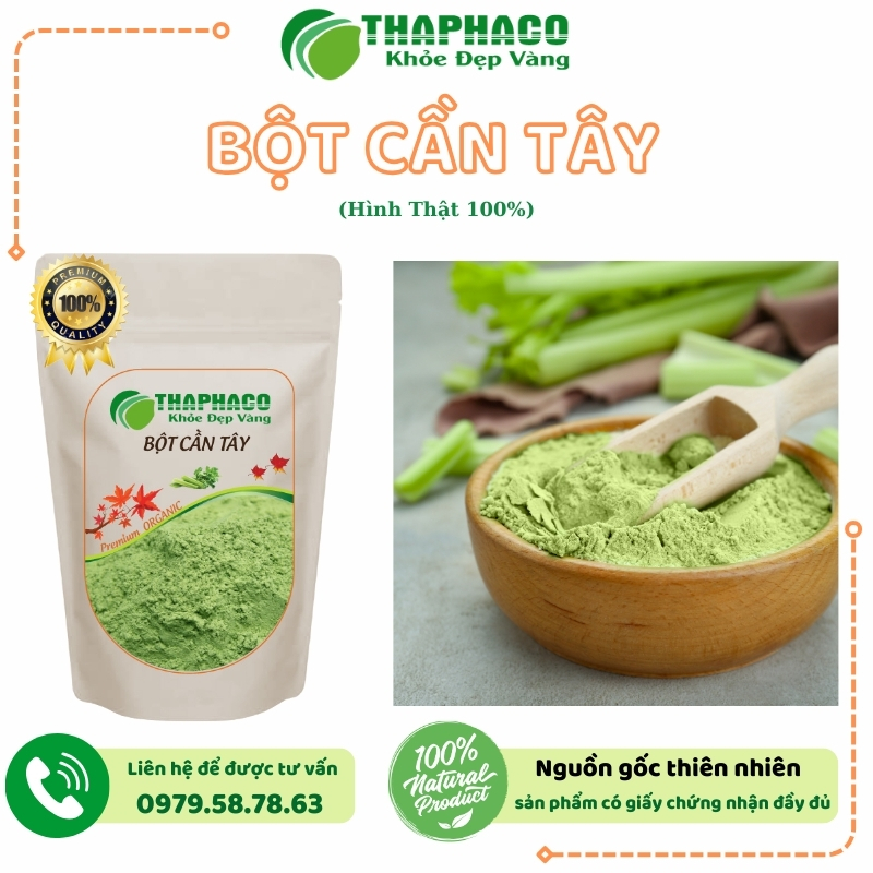 Bột cần tây được đóng gói túi zip tiện lợi