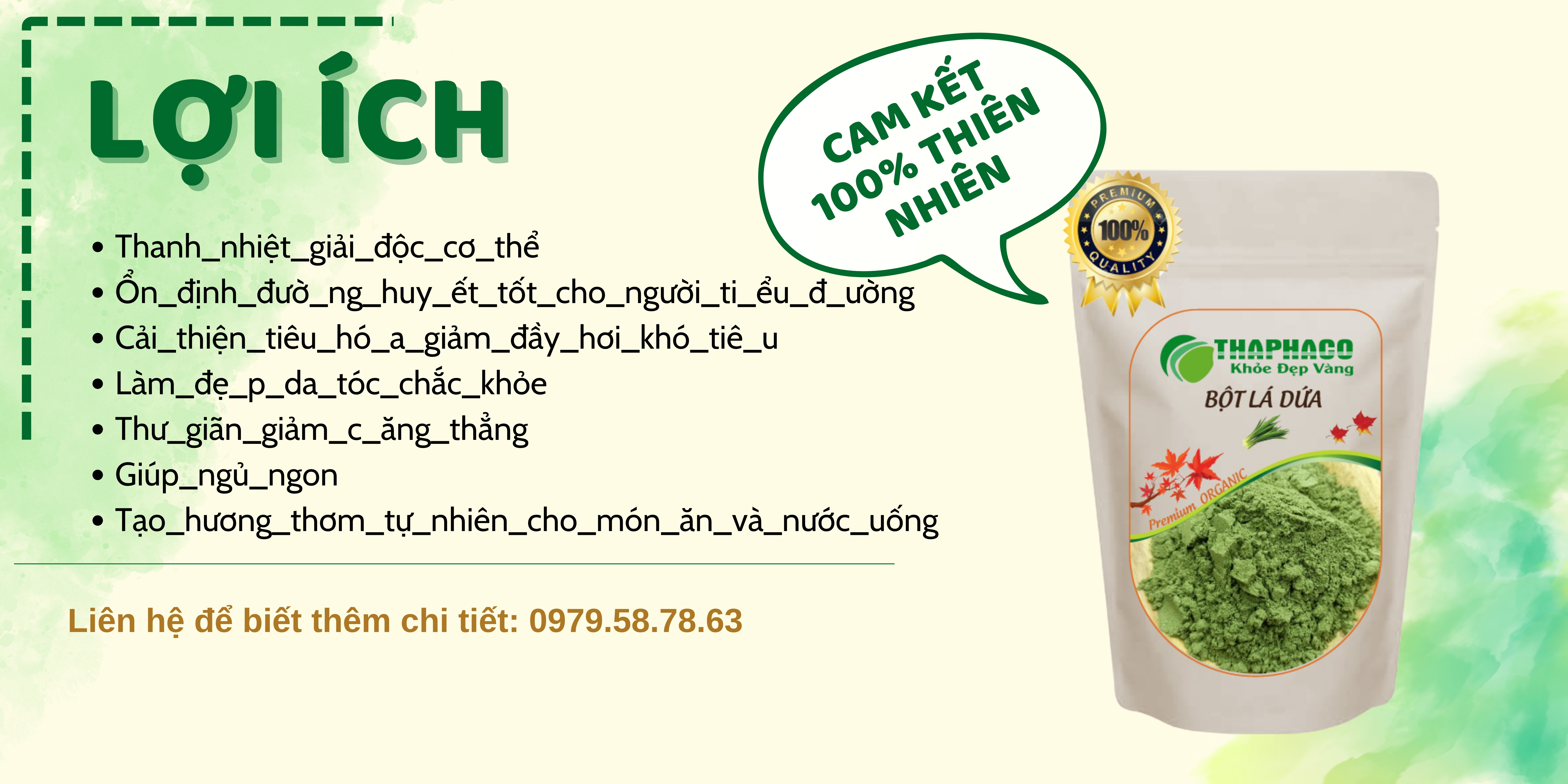 Công Dụng Của Bột Lá Dứa