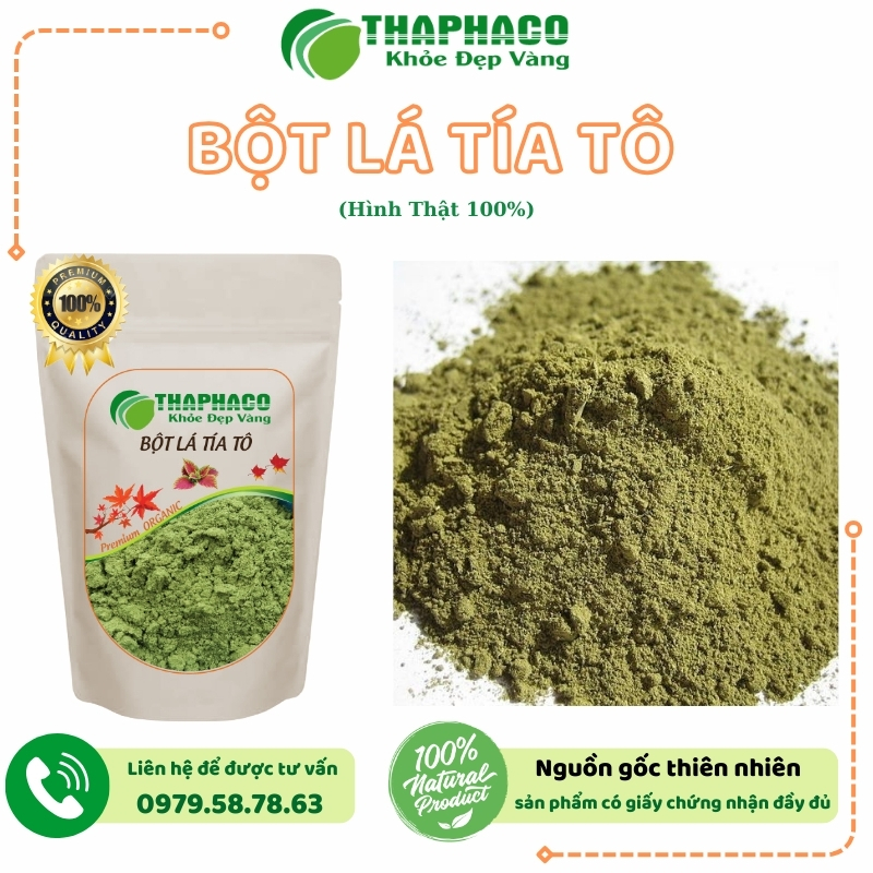 Bột lá tía tô được đóng gói túi zip