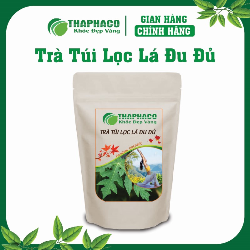 Trà Túi Lọc Lá Đu Đủ Thaphaco được chế biến từ lá đu đủ tươi sạch