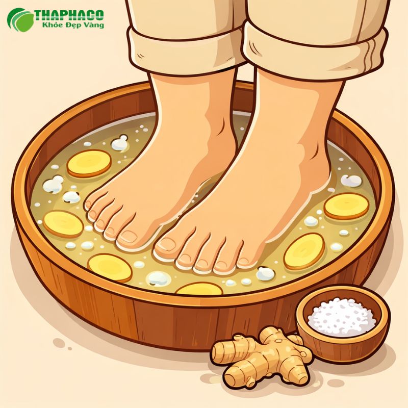 Bài thuốc ngâm chân từ gừng và muối