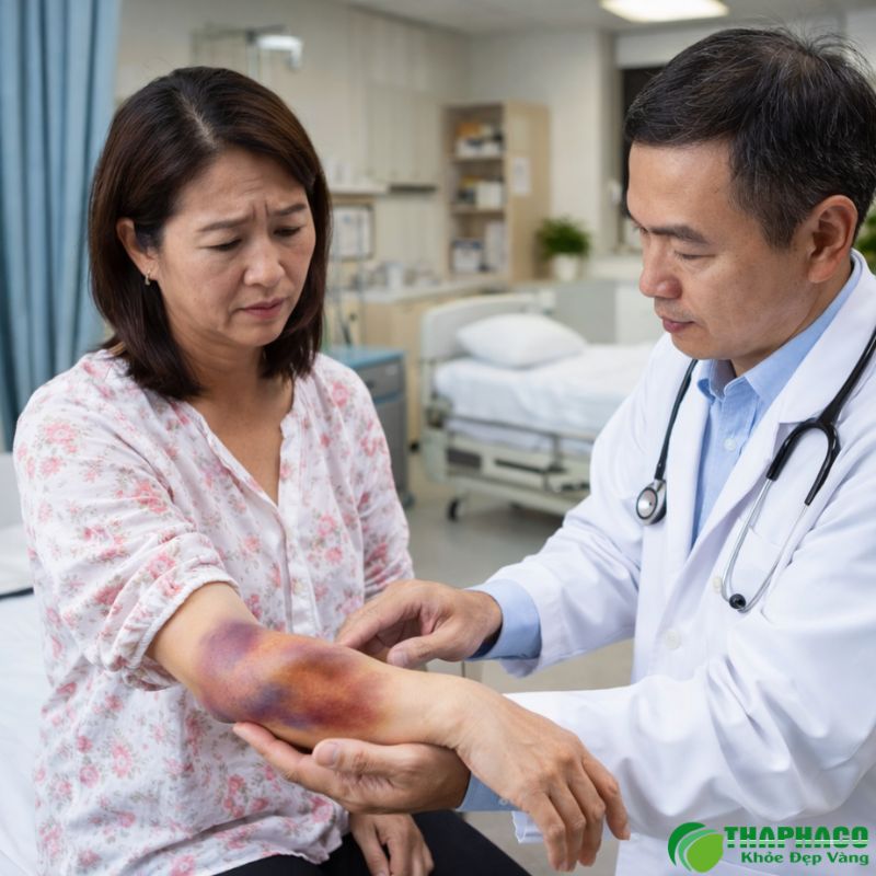 Vùng bị thương sưng tấy, bầm tím hãy nhanh chóng đến ngay cơ sơ y tế gần nhất 