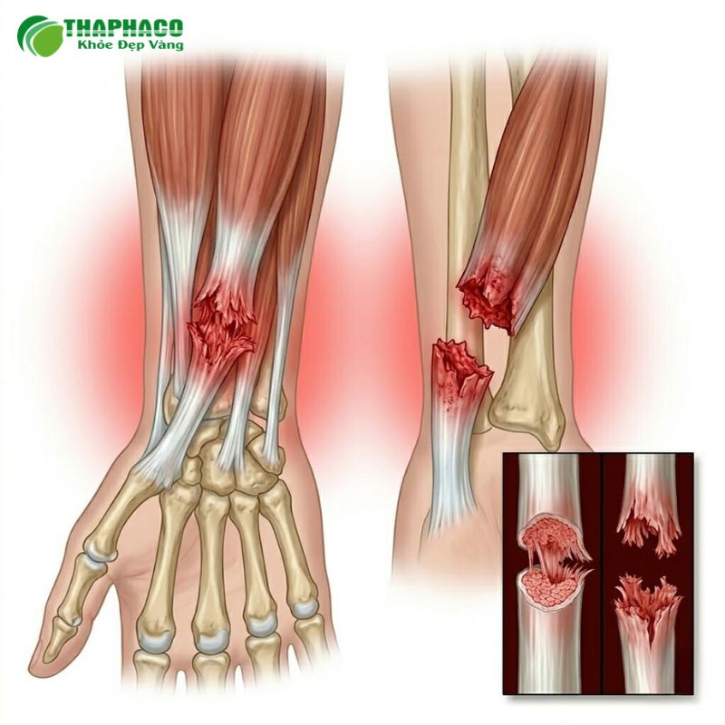 Đứt gân là tình trạng gân bị rách, có thể bán phần hoặc hoàn toàn