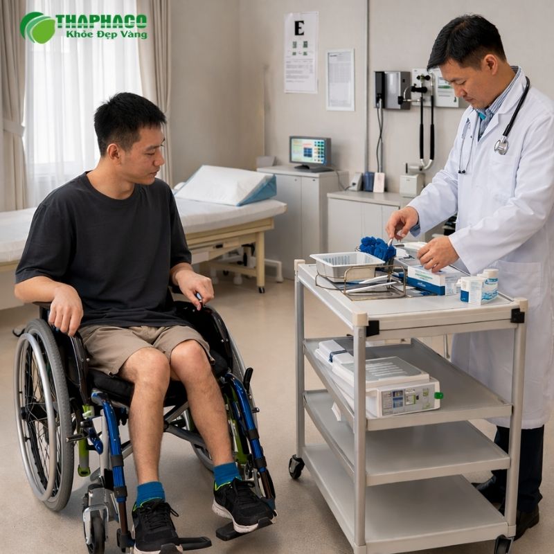 Chẩn đoán loạn dưỡng cơ bao gồm khám lâm sàng, xét nghiệm máu (CK), điện cơ (EMG)