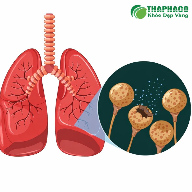 Triệu chứng viêm phổi do nấm bao gồm ho, sốt, khó thở, đau ngực, thường khó phân biệt