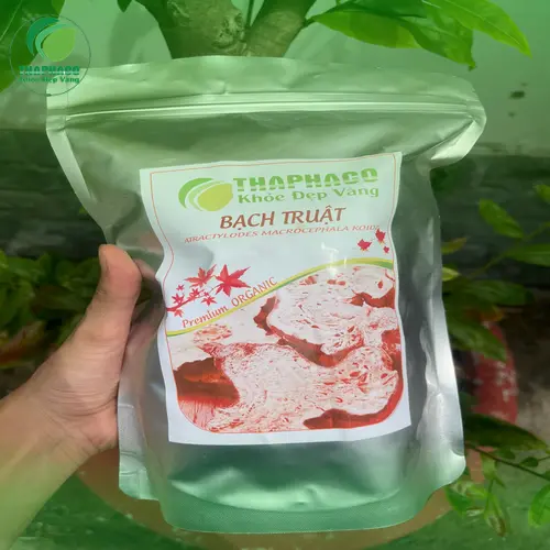 Bạch truật khô Thaphaco được đóng gói bao bì cẩn thận, đảm bảo vệ sinh và giữ trọn vẹn dược tính