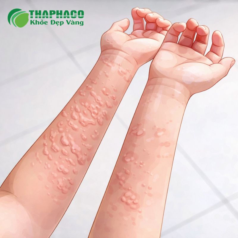 Mề đay là phản ứng của da với các tác nhân gây dị ứng, biểu hiện bằng sẩn phù, ngứ