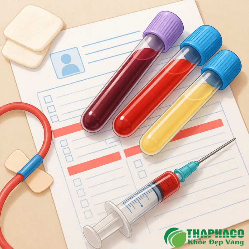 Chẩn đoán Sepsis bao gồm xét nghiệm máu (công thức máu, CRP, Procalcitonin, Lactate), cấy máu