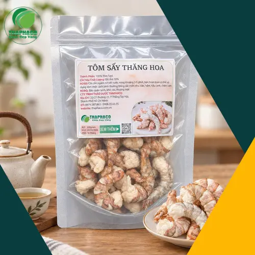 Quy cách đóng gói tôm sấy thăng hoa đa dạng